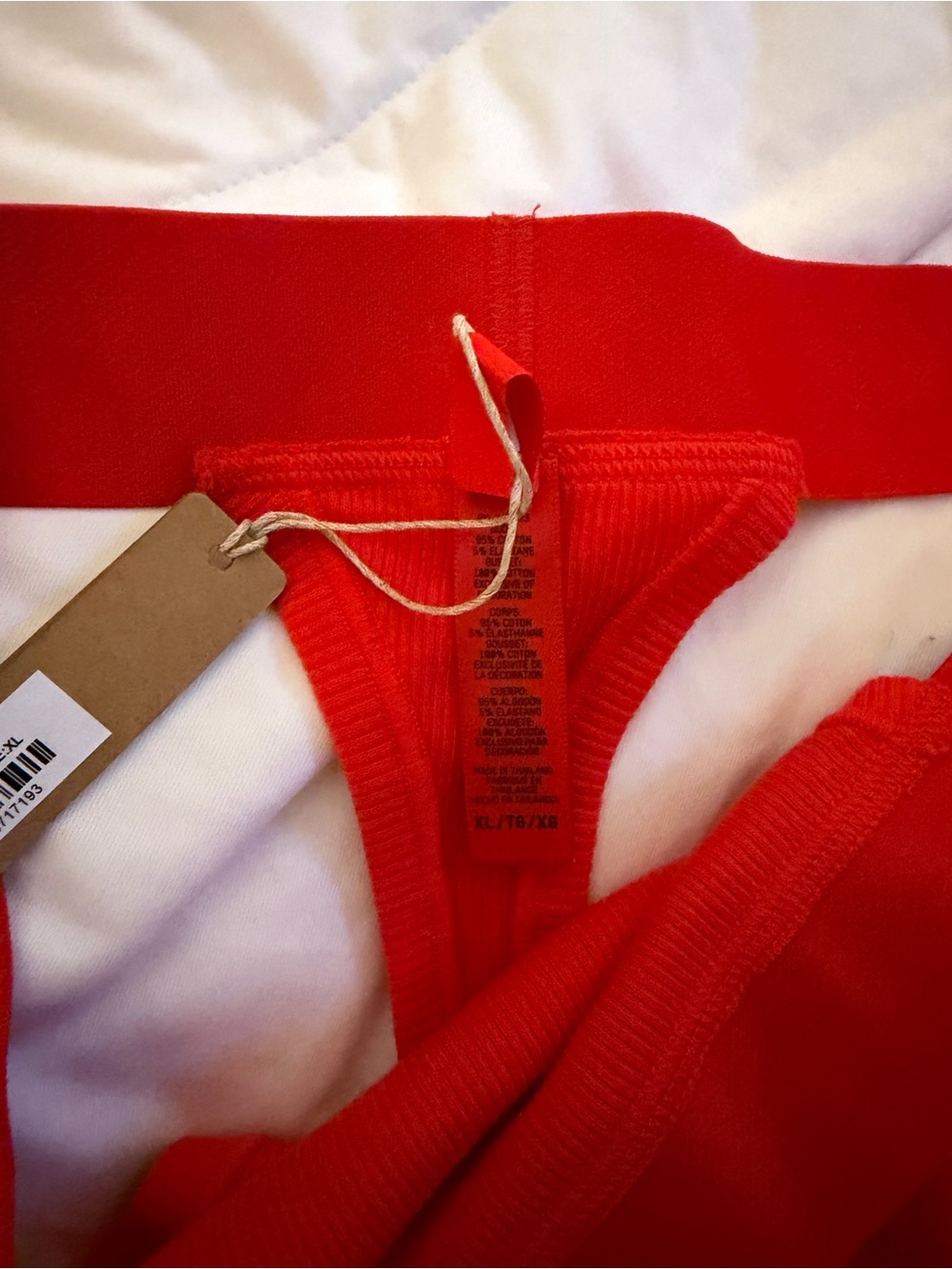 SKIMS Ribbed High-Cut Thong In Ruby XL - Picture 2 of 4